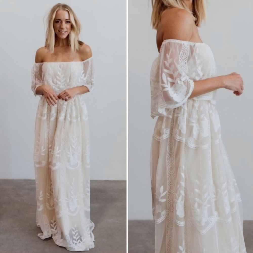 Baltic Born Off-Shoulder White Maxi Dress
